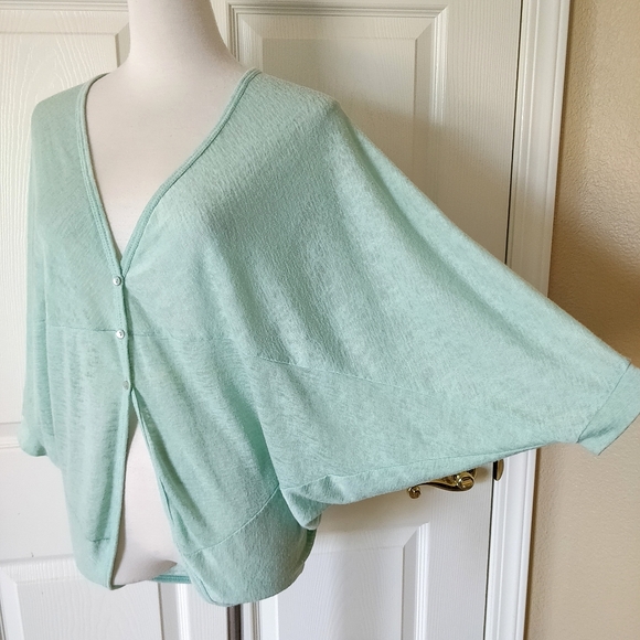 3/$25 Elodie mint green batwing cardigan sweater - Picture 2 of 6